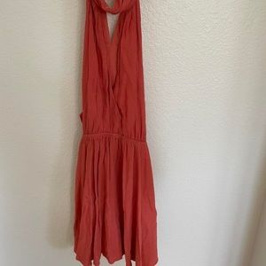 hello molly burnt orange halter neck mini dress